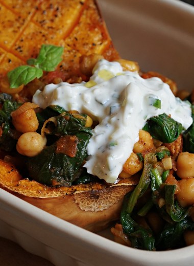bakt gresskar med tzatziki