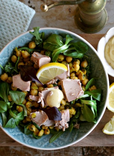 kikertsalat med tunfisk og majones