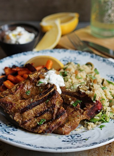 lammekoteletter med couscous og syltede sitroner