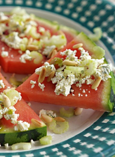 vannmelonpizza med blåmuggost