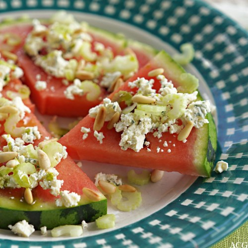 vannmelonpizza med blåmuggost