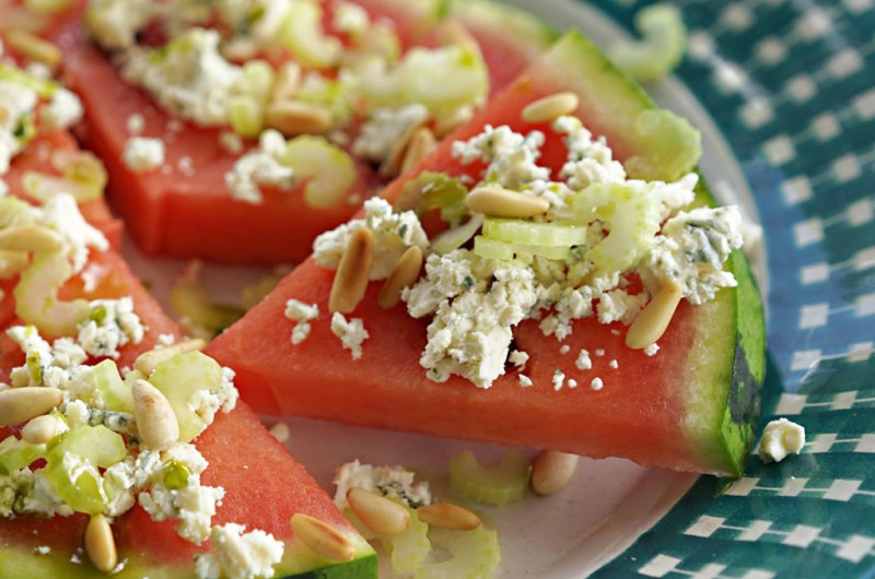 vannmelonpizza med blåmuggost